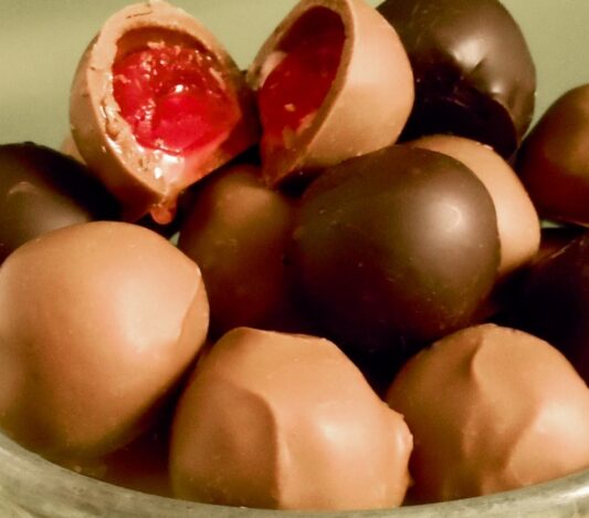 juicy cherry cordials in rich chocolate