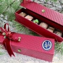 petite gift box of artisan truffles, Holiday decorated