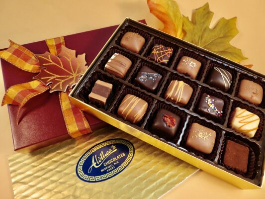 Fall decorated box of Artisan Truffles