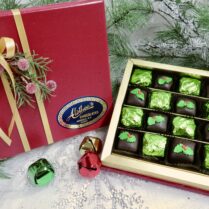 Elegant Holiday decorated, Truffle box with Mint Julep Truffles and French Mints