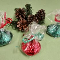 chocolate kisses foiled in Holiday colors