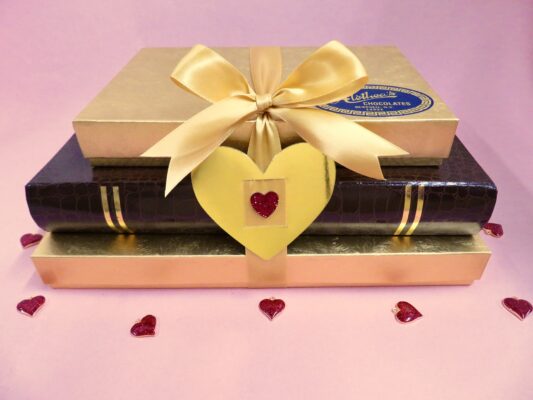 valentine Gift tower featuring Artisan Chocolates